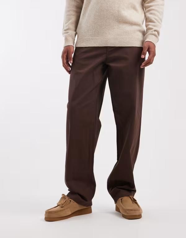 エイソス メンズ ボトムス カジュアルパンツ パンツ ASOS DESIGN baggy pants BROWN ブラウン