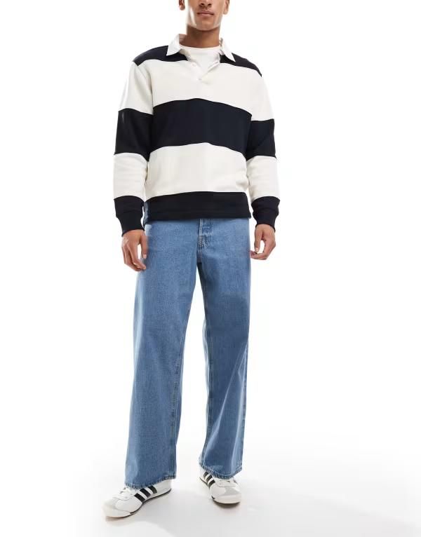ジャック アンド ジョーンズ メンズ ボトムス デニムパンツ ワイドレッグ ジーンズ Jack Jones Dave wide leg jeans Blue Denim デニム