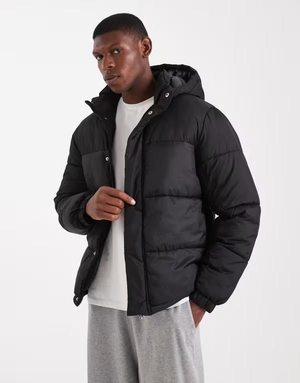 ジャック アンド ジョーンズ メンズ アウター ジャケット・ブルゾン ジャケット Jack Jones hooded puffer jacket Black ブラック