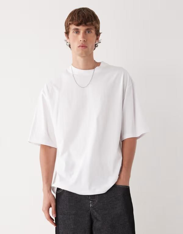 コルージョン メンズ トップス Tシャツ COLLUSION skater fit tshirt WHITE ホワイト
