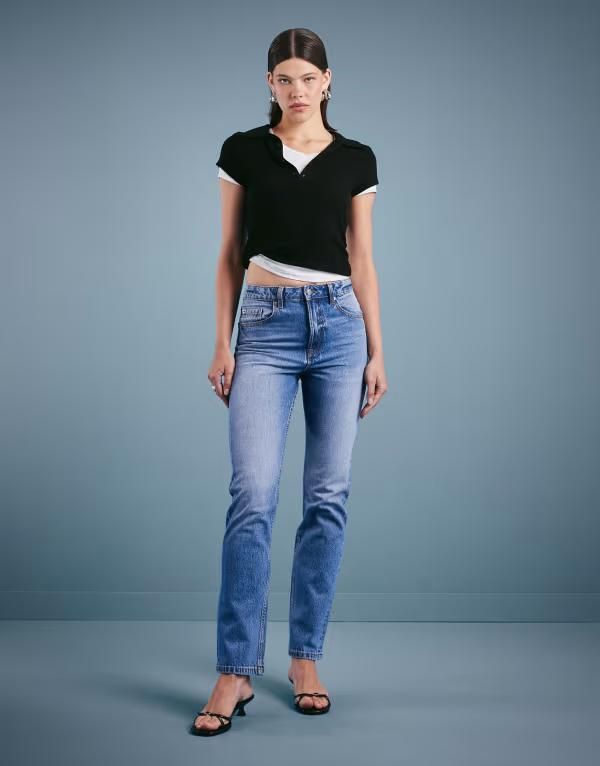 エイソス レディース ボトムス デニムパンツ ヴィンテージ ジーンズ ASOS DESIGN high rise slim straight jeans in vintage wash Vintage Wash