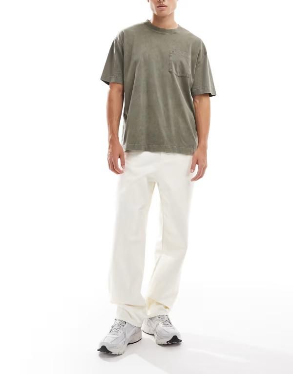 ジャック アンド ジョーンズ メンズ ボトムス デニムパンツ ジーンズ Jack Jones Alex baggy jeans Antique White ホワイト