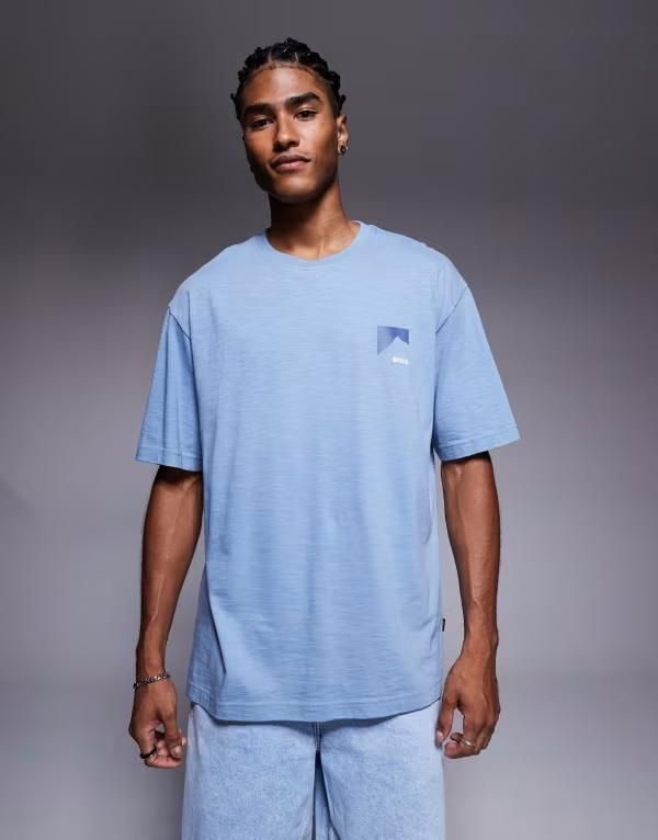ボス オレンジ メンズ トップス Tシャツ レギュラーフィット プリント シャツ Boss Orange polar regular fit back print Tshirt in light Light Blue ブルー
