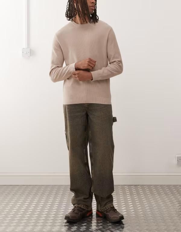 コルージョン メンズ ボトムス デニムパンツ ジーンズ COLLUSION X011 carpenter mid rise jeans in washed Washed Brown ブラウン