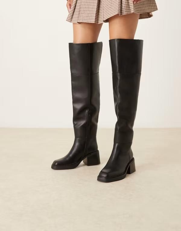 エイソス レディース シューズ ブーツ・レインブーツ ASOS DESIGN Kilian chunky over the knee boots Black ブラック