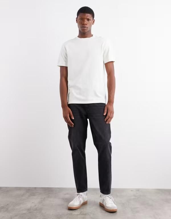 エイソス メンズ ボトムス デニムパンツ テーパードフィット ジーンズ ASOS DESIGN tapered fit jeans in washed WASHED BLACK ブラック