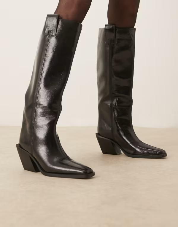 エイソス レディース シューズ ブーツ・レインブーツ ASOS DESIGN Chantelle western knee boots Black ブラック