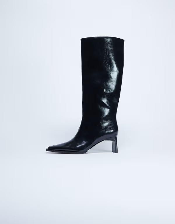トップショップ レディース シューズ ブーツ・レインブーツ Topshop Talia chisel toe knee high boots Black ブラック