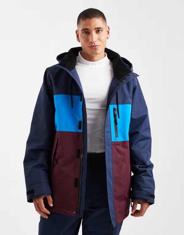 スリードベア メンズ アウター ジャケット・ブルゾン フルジップ ジャケット Threadbare zip through ski jacket with hood and NAVY ネイビー