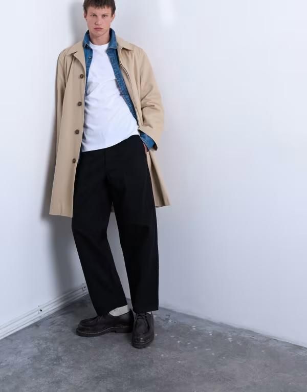 トップマン メンズ ボトムス カジュアルパンツ パンツ Topman ripstop taper leg pants with seam detail Black ブラック
