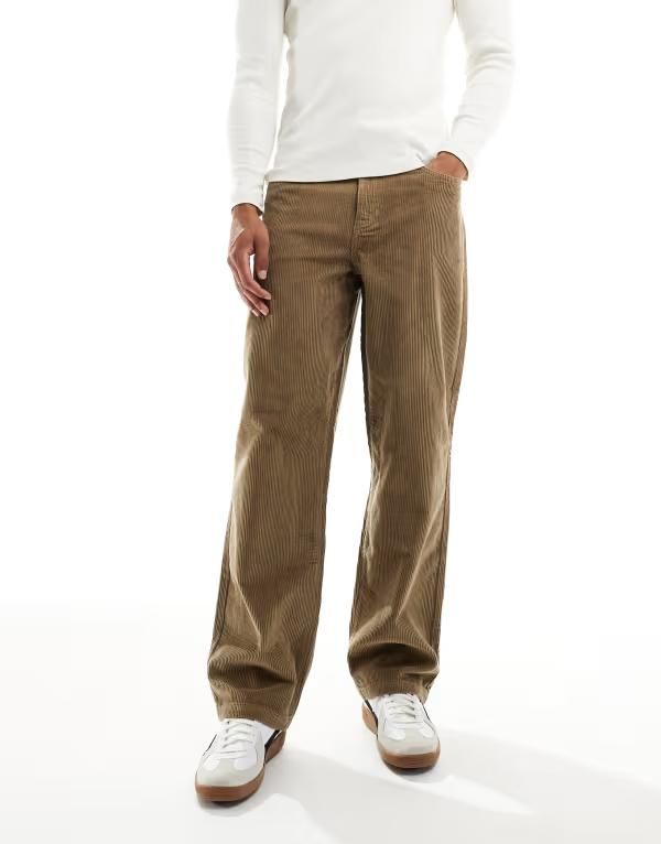 エイソス メンズ ボトムス カジュアルパンツ コーデュロイ パンツ ASOS DESIGN baggy pants corduroy BEIGE ベージュ