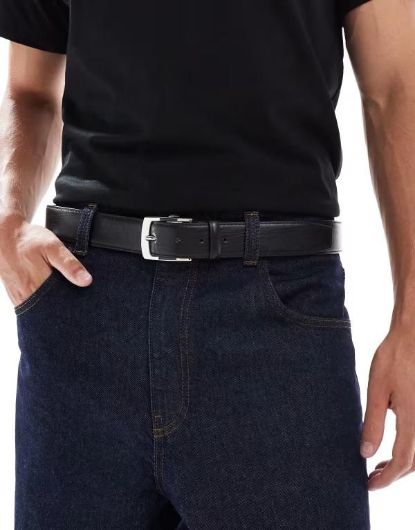 ジャック アンド ジョーンズ メンズ アクセサリー ベルト レザー フェイクレザー Jack Jones faux leather belt Black ブラック