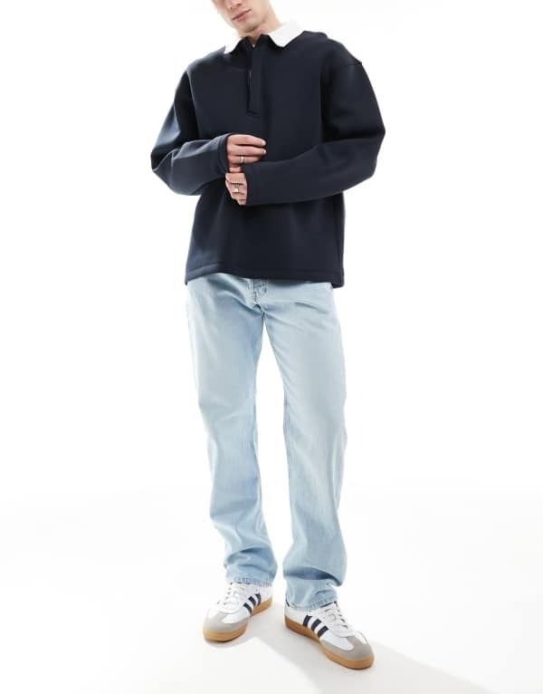 ジャック アンド ジョーンズ メンズ ボトムス デニムパンツ ジーンズ Jack Jones Chris straight rigid jeans in light blue wash Blue Denim デニム