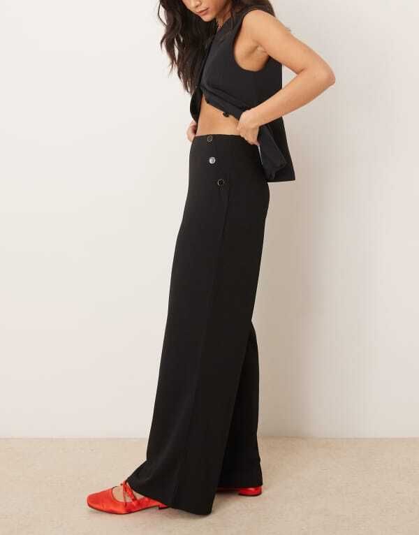 ジェイディーワイ レディース ボトムス カジュアルパンツ パンツ JDY side button details pants Black ブラック