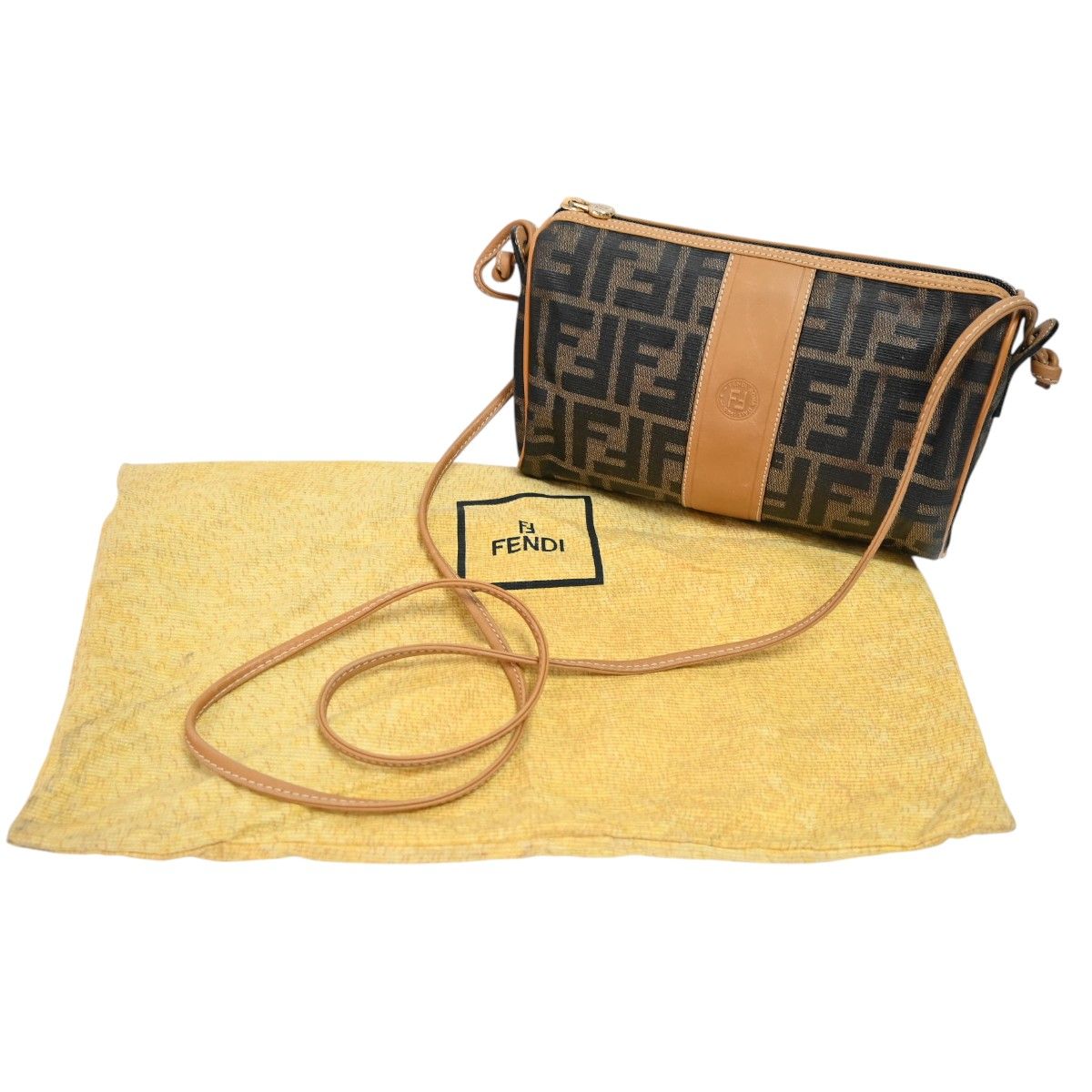 FENDI フェンディ ズッカ キャンバス/レザー ミニショルダーバッグ