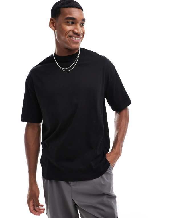 リバーアイランド メンズ トップス Tシャツ River Island oversized tshirt Black ブラック