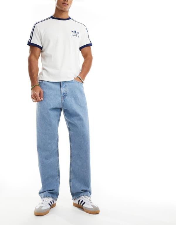 ジャック アンド ジョーンズ メンズ ボトムス デニムパンツ ジーンズ Jack Jones Alex baggy jeans in light Blue Denim デニム