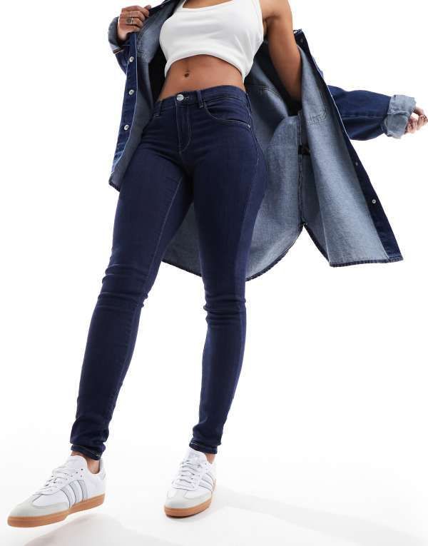 オンリー レディース ボトムス デニムパンツ ジーンズ ONLY Rain skinny jeans in dark wash Dark Blue Denim デニム