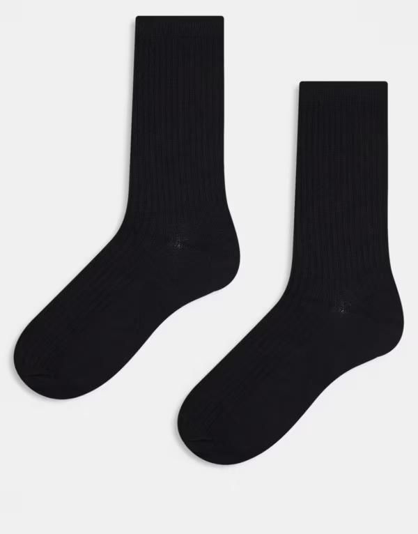 オンリーアンドサンズ メンズ アンダーウェア 靴下 リブ ONLY SONS 2pack ribbed socks Black ブラック