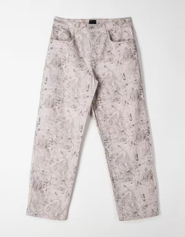 エイソス メンズ ボトムス カジュアルパンツ プリント ASOS DESIGN baggy pants in all over print BEIGE ベージュ
