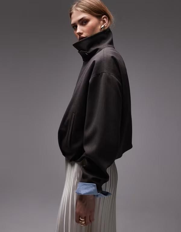 エイソス レディース アウター ジャケット・ブルゾン ドレープ ASOS DESIGN drape back funnel jacket DARK GRAY グレー