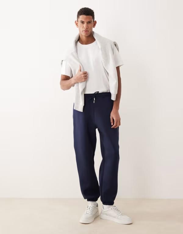 エイソス メンズ ボトムス カジュアルパンツ スウェットパンツ スキューバ ASOS DESIGN heavyweightapered sweatpants in scubastyle fabric Black ブラック