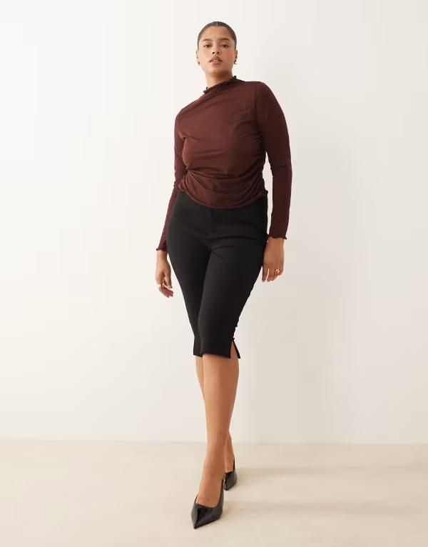 エイソス レディース ボトムス レギンス パンツ キャップ ASOS Curve ASOS DESIGN Curve premium ponte capri pants Black ブラック