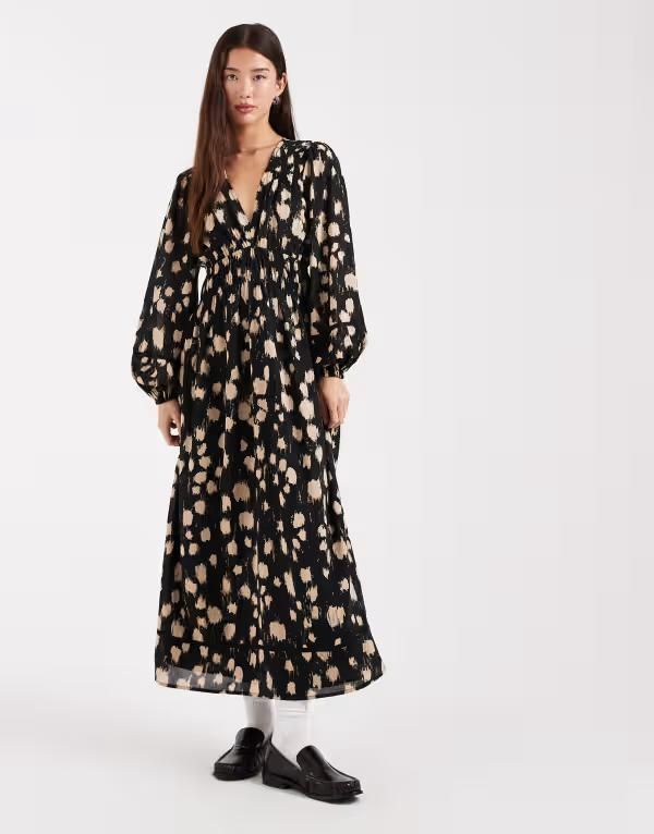 ウェンズデーガール レディース トップス ワンピース Wednesdays Girlong sleeve midaxi dress blurred spot Multi マルチカラー