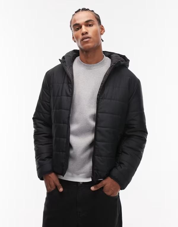 エイソス メンズ アウター ジャケット・ブルゾン ASOS DESIGN peakMAX hooded liner jacket Black ブラック