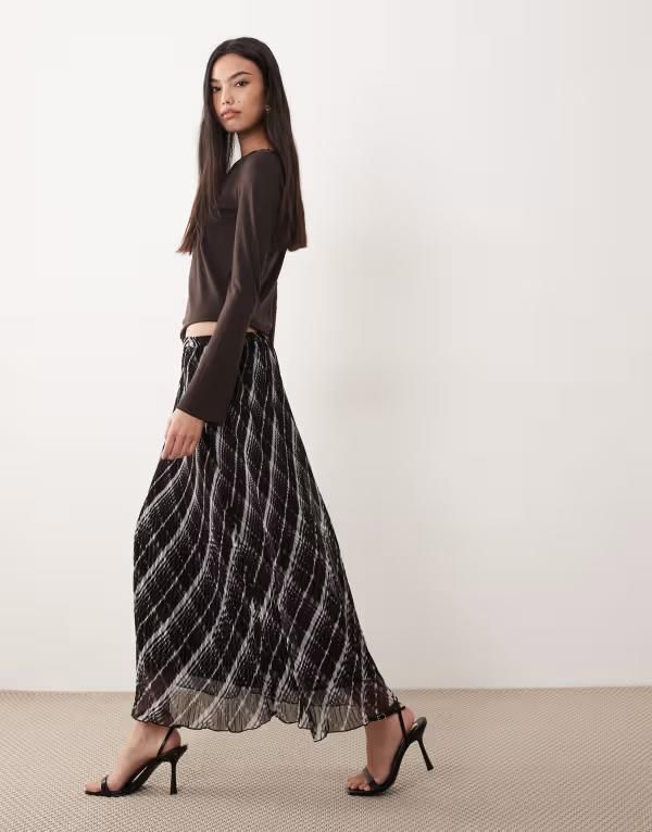 ヴィラ レディース ボトムスカート ミディ Vila woven pliss midi skirt and pastel plaid Black Beauty KIKA ブラック