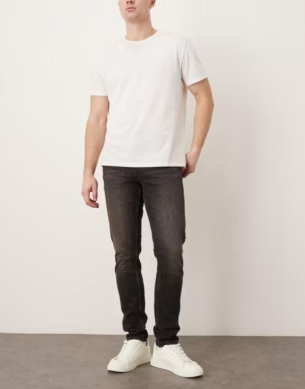 エイソス メンズ ボトムス デニムパンツ ジーンズ ASOS DESIGN skinny fit jeans in washed black with brown tint WASHED BLACK ブラック