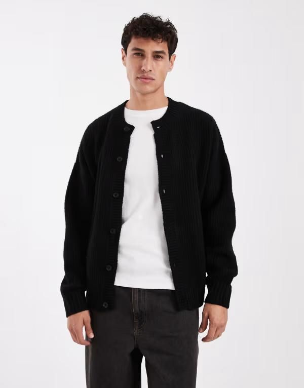 ジャック アンド ジョーンズ メンズ アウター カーディガン クルーネック Jack Jones crew neck cardigan Black ブラック