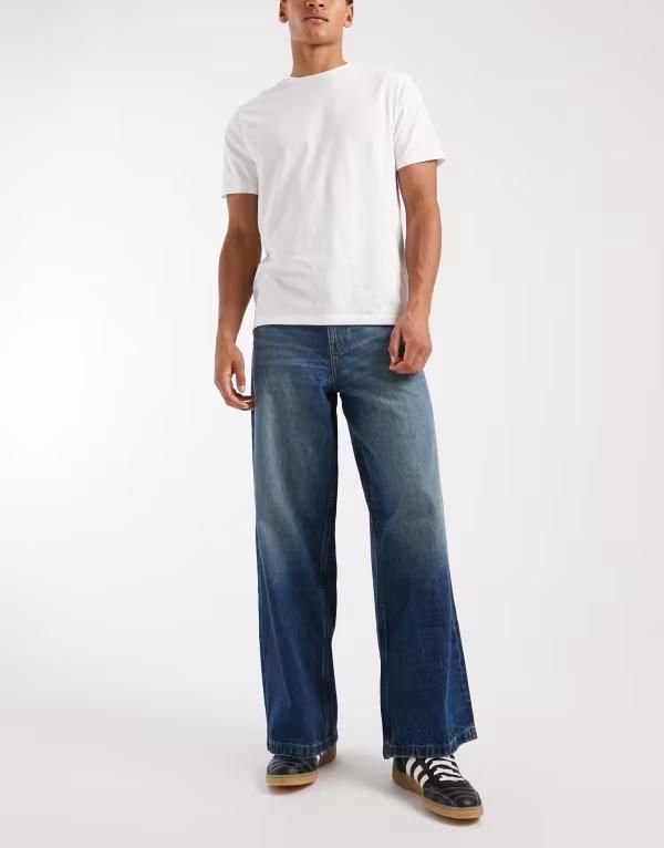 エイソス メンズ ボトムス デニムパンツ ジーンズ ASOS DESIGN loose jeans in darkwash Dark wash blue ブルー