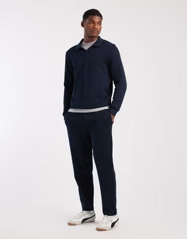 エイソス メンズ ボトムス カジュアルパンツ スウェットパンツ ASOS DESIGN tapered sweatpants NAVY ネイビー