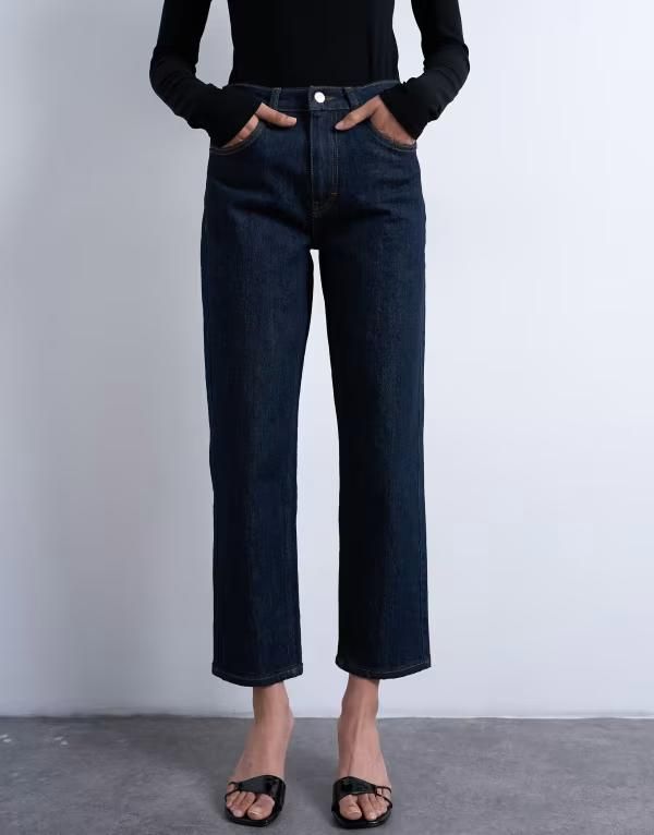 トップショップ レディース ボトムス デニムパンツ Topshop Orson mid rise comfort straight jean indigo rinse INDIGO インディゴ