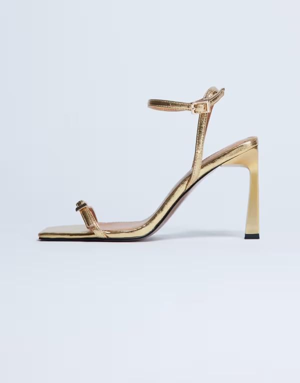 トップショップ レディース シューズ サンダル ヒール Topshop Floyd strappy square toe higheels GOLD ゴールド