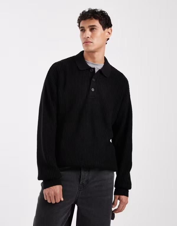 ジャック アンド ジョーンズ メンズ トップス ポロシャツ ニット Jack Jones knit polo Black ブラック