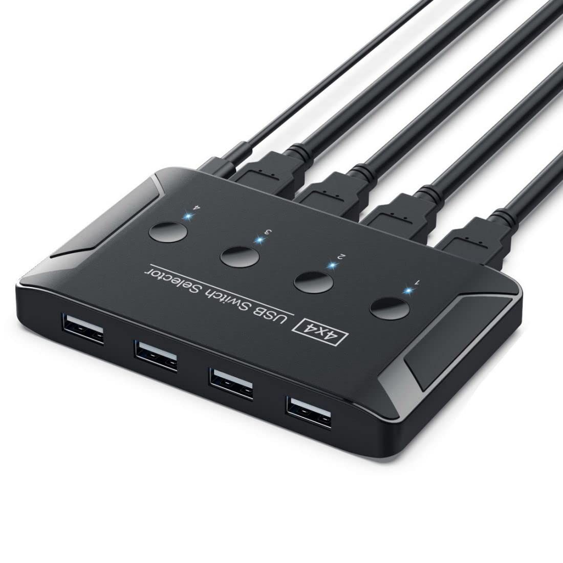 新品 chenyang USB 2.0 KVM 共有スイッチ セレクター 4 コンピューター 共有 4 USB デバイス キーボード マウス スキャナー プリンター用
