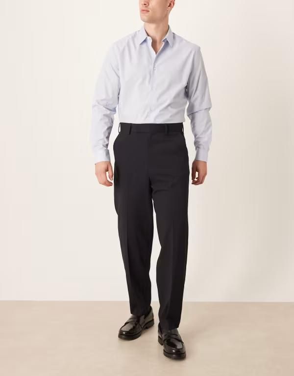 エイソス メンズ ボトムス カジュアルパンツ ASOS DESIGN smart relaxed tapered leg pants NAVY ネイビー