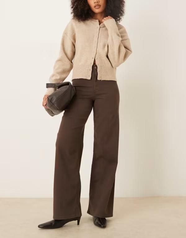ジェイディーワイ レディース ボトムス デニムパンツ ワイドレッグ ハイウエスト ジーンズ JDY high waist wide leg jeans Coffee Bean コーヒー