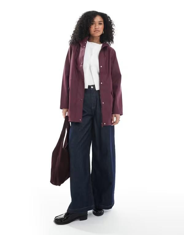 ヴェロモーダ レディース アウター ジャケット・ブルゾン コート ジャケット Vero Moda coated rain jacket with hood Winetasting バーガンディ