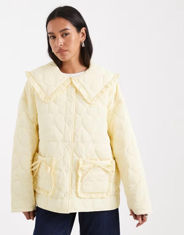 ミスセルフフリッジ レディース アウター ジャケット・ブルゾン キルティング Misselfridge quilted liner jacket with collar in buttermilk