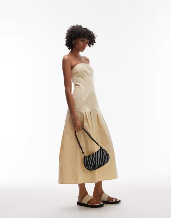 トップショップ レディース トップス ワンピース ミディワンピース ミディ Topshop seamed detail bandeau midi dress in buttermilk Buttermilk