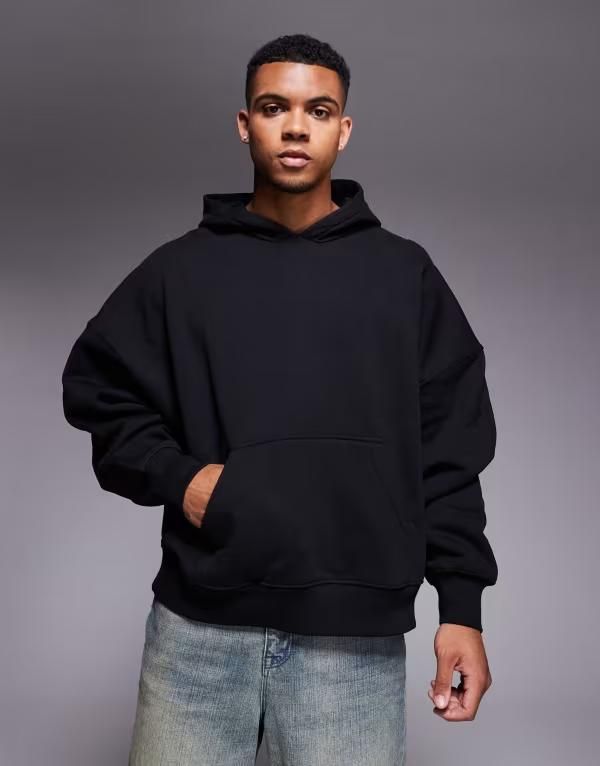 エイソス メンズ アウター パーカー・スウェット パーカー ASOS DESIGN premium heavyweight extreme oversized hoodie in 400gsm Black ブラック