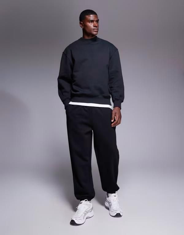 エイソス メンズ ボトムス カジュアルパンツ パンツ スウェットパンツ ASOS DESIGN premium heavyweight oversized sweatpants 400gsms Black ブラック