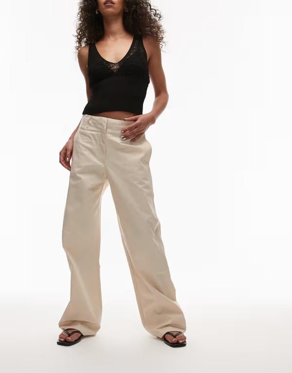 マンゴ レディース ボトムス カジュアルパンツ パンツ Mango concealed button slim pants in light Light beige ベージュ