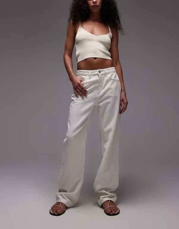 マンゴ レディース ボトムス デニムパンツ ストレート ジーンズ Mango Matilda straight leg jeans WHITE ホワイト