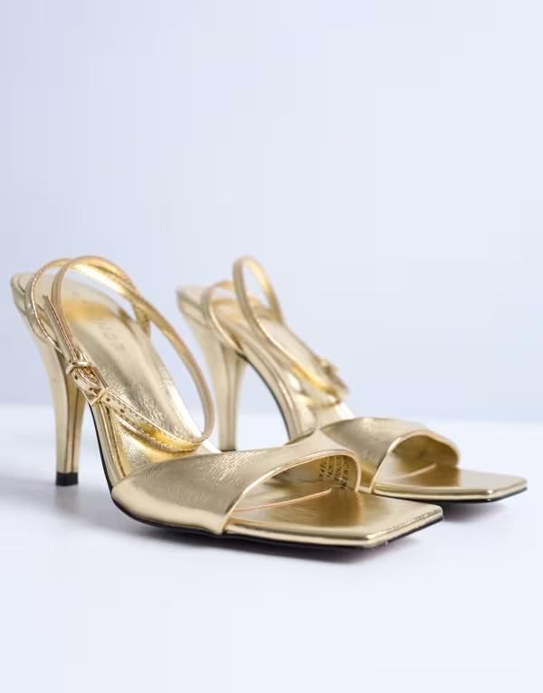 トップショップ レディース シューズ サンダル ヒール Topshop Immy cone heel sandals GOLD ゴールド