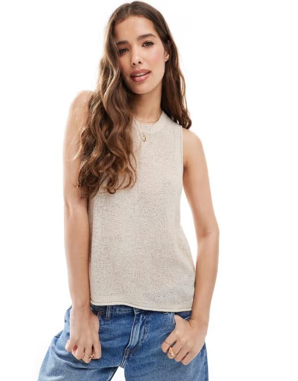 オンリー レディース トップス タンクトップ ニット ONLY lightweight knitank top STONE ストーン
