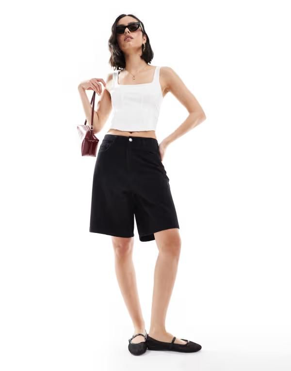 ミスセルフフリッジ レディース ボトムス ハーフパンツ・ショーツ デニム Miss Selfridge denim jorts wash Black wash ブラック